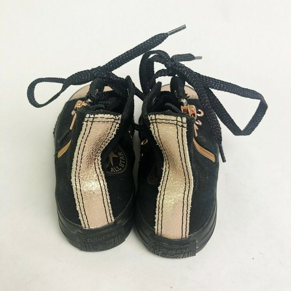 Converse Kids Size 12 Chuck Taylor All Star Black Rose Gold Shoes Sneakers Hi Si - Picture 6 of 8